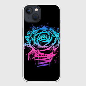 Чехол для iPhone 13 с принтом Неоновая Роза | Neon Rose в Белгороде,  |  | flower | flowers | green | nature | neon | pattern | red | rose | roses | spring | summer | весна | зеленый | краски | красная | лето | листва | листья | неон | неоновая | паттерн | природа | роза | розы | узор | фауна | флора | цветок | цветы