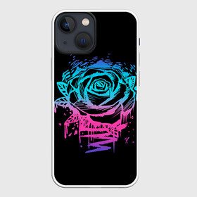 Чехол для iPhone 13 mini с принтом Неоновая Роза | Neon Rose в Белгороде,  |  | flower | flowers | green | nature | neon | pattern | red | rose | roses | spring | summer | весна | зеленый | краски | красная | лето | листва | листья | неон | неоновая | паттерн | природа | роза | розы | узор | фауна | флора | цветок | цветы