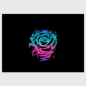 Поздравительная открытка с принтом Неоновая Роза Neon Rose в Белгороде, 100% бумага | плотность бумаги 280 г/м2, матовая, на обратной стороне линовка и место для марки
 | flower | flowers | green | nature | neon | pattern | red | rose | roses | spring | summer | весна | зеленый | краски | красная | лето | листва | листья | неон | неоновая | паттерн | природа | роза | розы | узор | фауна | флора | цветок | цветы