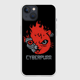 Чехол для iPhone 13 с принтом СYBERPURR в Белгороде,  |  | 2077 | animal | cat | cyber | cyberpunk | fire | flame | future | neon | purr | technology | будущее | демон | животное | кибер | кот | кошка | микросхема | мур | мурлыкать | нейроны | неон | огонь | очки | свечение | технологии | шлем