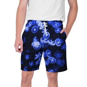 Мужские шорты 3D с принтом Медузы в Белгороде,  полиэстер 100% | прямой крой, два кармана без застежек по бокам. Мягкая трикотажная резинка на поясе, внутри которой широкие завязки. Длина чуть выше колен | blubber | jellyfish | medusa | seajelly | медузы