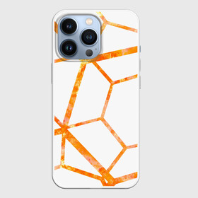 Чехол для iPhone 13 Pro с принтом Hexagon в Белгороде,  |  | hexagon | high tech | lines | orange | линии | многоугольник | огонь | оранжевый | паутина | пламя | хай тек | шестиугольник | яркий
