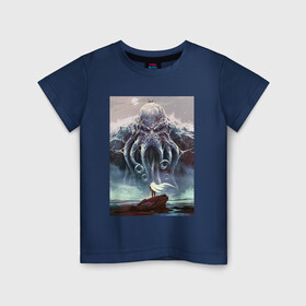 Детская футболка хлопок с принтом Cthulhu в Белгороде, 100% хлопок | круглый вырез горловины, полуприлегающий силуэт, длина до линии бедер | cthulhu | викинги | гиганты | ктулху | мифология | морские чудовища | скандинавия | скандинавская