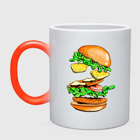 Кружка хамелеон с принтом King Burger в Белгороде, керамика | меняет цвет при нагревании, емкость 330 мл | Тематика изображения на принте: burger | burger king | king | бургер | гамбургер