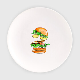 Тарелка с принтом King Burger в Белгороде, фарфор | диаметр - 210 мм
диаметр для нанесения принта - 120 мм | burger | burger king | king | бургер | гамбургер