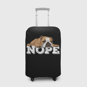 Чехол для чемодана 3D с принтом Ленивый Бульдог в Белгороде, 86% полиэфир, 14% спандекс | двустороннее нанесение принта, прорези для ручек и колес | animals | bulldog | dog | english | lazy | meme | memes | nope | английский | бульдог | дог | животные | ленивый | мем | нет | пес | собака