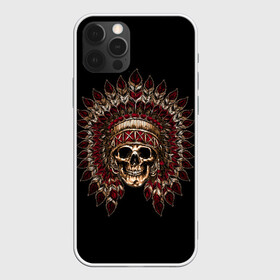 Чехол для iPhone 12 Pro Max с принтом Череп Индейца в Белгороде, Силикон |  | skulls | xo | букет | градиент | животные | индеец | кости | мозги | паттерн | перья | полосы | природа | розы | скелет | текстура | узор | хо | цветы | черепа | черный | яркий