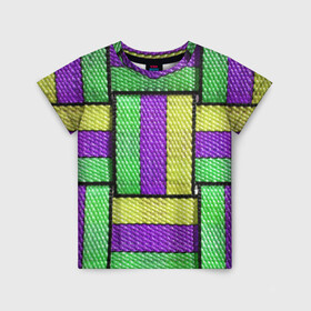 Детская футболка 3D с принтом Цветные Ремешки в Белгороде, 100% гипоаллергенный полиэфир | прямой крой, круглый вырез горловины, длина до линии бедер, чуть спущенное плечо, ткань немного тянется | colorful | straps | stripes | полосы | ремешки