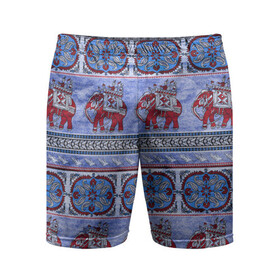 Мужские шорты спортивные с принтом Индийский Орнамент в Белгороде,  |  | indian | ornament | индия | орнамент | слоны