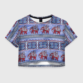 Женская футболка Crop-top 3D с принтом Индийский Орнамент в Белгороде, 100% полиэстер | круглая горловина, длина футболки до линии талии, рукава с отворотами | indian | ornament | индия | орнамент | слоны