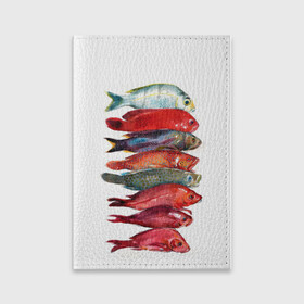 Обложка для паспорта матовая кожа с принтом рыбки в Белгороде, натуральная матовая кожа | размер 19,3 х 13,7 см; прозрачные пластиковые крепления | Тематика изображения на принте: ocean | sea | sea animal | графика | лосось | море | океан | рисунок рыбы | рыба | рыбалка | форель