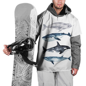 Накидка на куртку 3D с принтом киты в Белгороде, 100% полиэстер |  | ocean | orca | sea | sea animal | whale | белуха | дельфин | касатка | кит | море | океан | рисунок кита | синий кит