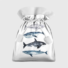 Подарочный 3D мешок с принтом киты в Белгороде, 100% полиэстер | Размер: 29*39 см | ocean | orca | sea | sea animal | whale | белуха | дельфин | касатка | кит | море | океан | рисунок кита | синий кит