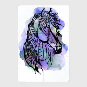 Магнитный плакат 2Х3 с принтом Лошадь+акварель в Белгороде, Полимерный материал с магнитным слоем | 6 деталей размером 9*9 см | animals | art | casual | fantasy | horse | watercolor | акварель | арт | верховая езда | голова | грация | грива | единорог | жеребец | животные | звери | искусство | конь | краски | лето | лошадь | пегас | пони | рисунок