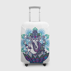 Чехол для чемодана 3D с принтом Слон будда в Белгороде, 86% полиэфир, 14% спандекс | двустороннее нанесение принта, прорези для ручек и колес | будда | будды | буды | медитация | мир | радужные | руки | слон | слон будды | слоны | спокойствие | топор | туристам | хипи | хобот | хоппи | цветы