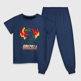 Детская пижама хлопок с принтом GODZILLA в Белгороде, 100% хлопок |  брюки и футболка прямого кроя, без карманов, на брюках мягкая резинка на поясе и по низу штанин
 | годзилла | динозавр | кино | монстр | надписи | фантастика | ящер