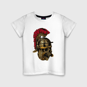 Детская футболка хлопок с принтом LEGIONARY в Белгороде, 100% хлопок | круглый вырез горловины, полуприлегающий силуэт, длина до линии бедер | история | легионер | рим | римлянен | скелет | спратак | череп