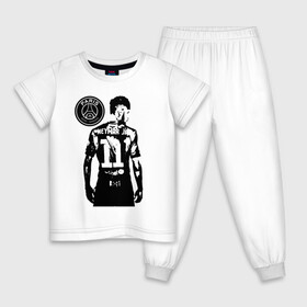 Детская пижама хлопок с принтом Neymar Jr Paris Saint-Germain в Белгороде, 100% хлопок |  брюки и футболка прямого кроя, без карманов, на брюках мягкая резинка на поясе и по низу штанин
 | Тематика изображения на принте: brazil | champions | fifa | junior | neymar | neymar jr | paris saint germain | psg | uefa | бразилия | джуниор | младший | наймар | неймар | пари сен жермен | петух | псж | сборная бразилии | уефа | фифа | футбик | футбол 