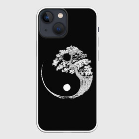 Чехол для iPhone 13 mini с принтом Yin and Yang. Bonsai Tree в Белгороде,  |  | black | bonsai | buddhism | dualism | esotericism | evil | good | japan | negative | philosophy | positive | tree | white | yang | yin | zen | белое | бонсай | буддизм | дерево | дзен | добро | древо | дуализм | зло | инь | негатив | позитив | философия |