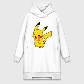 Платье-худи хлопок с принтом Уставший Пикачу в Белгороде,  |  | anime | picachu | pikachu | аниме | милый | пика | пикачу | покебол | покемон