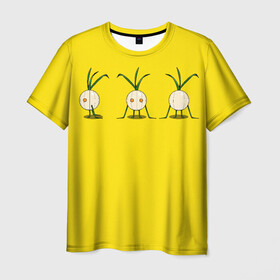 Мужская футболка 3D с принтом Лук репчатый в Белгороде, 100% полиэфир | прямой крой, круглый вырез горловины, длина до линии бедер | инженер | органика | правильное питание | растения | три фасада