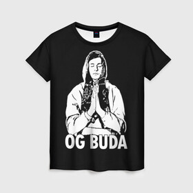 Женская футболка 3D с принтом OG Buda в Белгороде, 100% полиэфир ( синтетическое хлопкоподобное полотно) | прямой крой, круглый вырез горловины, длина до линии бедер | og buda | rap | буда | григорий ляхов | музыка | ог буда | певец | русский рэп | рэп | рэпер