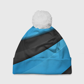 Шапка 3D c помпоном с принтом Blue Sport Style в Белгороде, 100% полиэстер | универсальный размер, печать по всей поверхности изделия | 3d | 3д | sport | абстракция | линии | паттерн | соты | спортивный стиль | текстуры