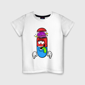 Детская футболка хлопок с принтом Моя пилюля в Белгороде, 100% хлопок | круглый вырез горловины, полуприлегающий силуэт, длина до линии бедер | pils | кайфовая жизнь | мозг | пилюля