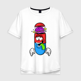 Мужская футболка хлопок Oversize с принтом Моя пилюля в Белгороде, 100% хлопок | свободный крой, круглый ворот, “спинка” длиннее передней части | pils | кайфовая жизнь | мозг | пилюля