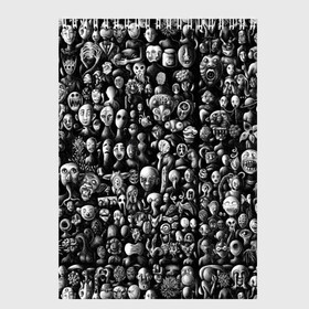 Скетчбук с принтом Мрачные портреты в Белгороде, 100% бумага
 | 48 листов, плотность листов — 100 г/м2, плотность картонной обложки — 250 г/м2. Листы скреплены сверху удобной пружинной спиралью | halloween | лица | мрачное | портреты | страшное | сюрреализм | ужасы