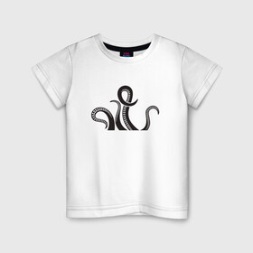 Детская футболка хлопок с принтом Щупальца осьминога в Белгороде, 100% хлопок | круглый вырез горловины, полуприлегающий силуэт, длина до линии бедер | cute | octopus | милый | осьминог | осьминожка | тентакли | щупальца