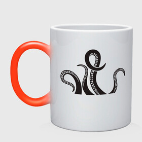 Кружка хамелеон с принтом Щупальца осьминога в Белгороде, керамика | меняет цвет при нагревании, емкость 330 мл | cute | octopus | милый | осьминог | осьминожка | тентакли | щупальца