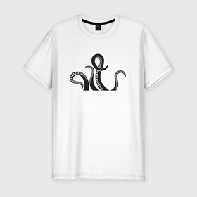 Мужская футболка хлопок Slim с принтом Щупальца осьминога в Белгороде, 92% хлопок, 8% лайкра | приталенный силуэт, круглый вырез ворота, длина до линии бедра, короткий рукав | cute | octopus | милый | осьминог | осьминожка | тентакли | щупальца