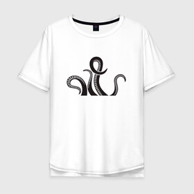 Мужская футболка хлопок Oversize с принтом Щупальца осьминога в Белгороде, 100% хлопок | свободный крой, круглый ворот, “спинка” длиннее передней части | cute | octopus | милый | осьминог | осьминожка | тентакли | щупальца