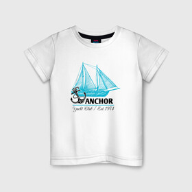 Детская футболка хлопок с принтом Корабль якорь в Белгороде, 100% хлопок | круглый вырез горловины, полуприлегающий силуэт, длина до линии бедер | anchor | кораблик | корабль | море | океан | шварт | якори | якорь | яхта