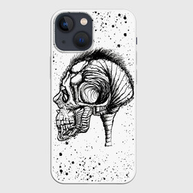 Чехол для iPhone 13 mini с принтом Череп Зверь и Брызги в Белгороде,  |  | beast | head | skulls | vampire | голова | животные | зверь | зубы | кости | мозги | паттерн | полосы | природа | скелет | текстура | точки | узор | хо | цветы | чб | черепа | черный | яркий