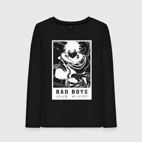 Женский лонгслив хлопок с принтом BAD BOYS Чёрный клевер в Белгороде, 100% хлопок |  | asta | black bulls | black clover | quartet knights | yuno | акума | аниме | аста | блэк кловер | буракку куро:ба | демон | королевство клевера | король магов | лихт | магна | манга | пятилистник | черный бык | чёрный клев