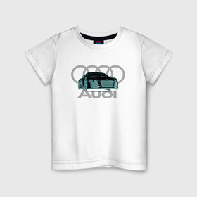 Детская футболка хлопок с принтом Audi в Белгороде, 100% хлопок | круглый вырез горловины, полуприлегающий силуэт, длина до линии бедер | audi | auto | sport | авто | автомобили | автомобиль | автомобильные | бренд | внедорожники | легковые | марка | спорт