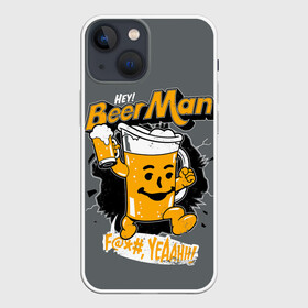 Чехол для iPhone 13 mini с принтом BEER MAN в Белгороде,  |  | alcochol | beer | comics | drink | man | комикс | напитки | пенное | прикол | рисунок | шутка