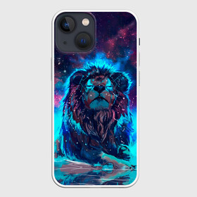 Чехол для iPhone 13 mini с принтом СИЯЮЩИЙ ЛЕВ в Белгороде,  |  | beast | cosmos | king | lion | neon | night | sky | stars | звезды | зодиак | космос | лев | небо | ночь | прайд | хищник | царь