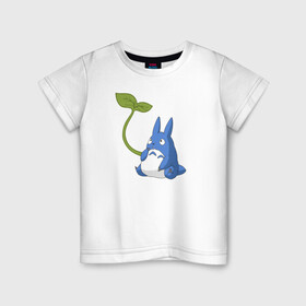 Детская футболка хлопок с принтом Chibi blue totoro в Белгороде, 100% хлопок | круглый вырез горловины, полуприлегающий силуэт, длина до линии бедер | anime | chibi | hayao | miyazaki | neighbor | totoro | аниме | миядзаки | сосед | тоторо | хаяо | чиби