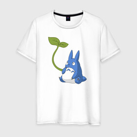 Мужская футболка хлопок с принтом Chibi blue totoro в Белгороде, 100% хлопок | прямой крой, круглый вырез горловины, длина до линии бедер, слегка спущенное плечо. | anime | chibi | hayao | miyazaki | neighbor | totoro | аниме | миядзаки | сосед | тоторо | хаяо | чиби