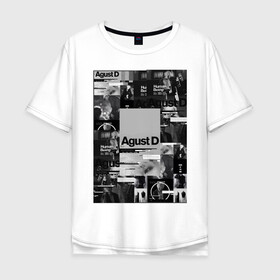 Мужская футболка хлопок Oversize с принтом Agust D в Белгороде, 100% хлопок | свободный крой, круглый ворот, “спинка” длиннее передней части | agust | bts | d | k pop | suga | агуст | бтс | ди | к поп | кей поп | шуга