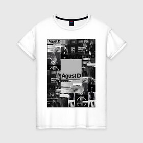 Женская футболка хлопок с принтом Agust D в Белгороде, 100% хлопок | прямой крой, круглый вырез горловины, длина до линии бедер, слегка спущенное плечо | agust | bts | d | k pop | suga | агуст | бтс | ди | к поп | кей поп | шуга