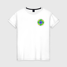 Женская футболка хлопок с принтом Eyeflower bright в Белгороде, 100% хлопок | прямой крой, круглый вырез горловины, длина до линии бедер, слегка спущенное плечо | глаза | иллюстрация | рисунок | цветок | цветы