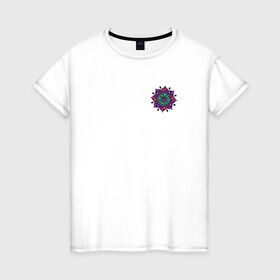 Женская футболка хлопок с принтом Eyeflower dark в Белгороде, 100% хлопок | прямой крой, круглый вырез горловины, длина до линии бедер, слегка спущенное плечо | глаза | иллюстрация | рисунок | узор | цветы