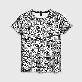 Женская футболка 3D с принтом Пиксельный Узор в Белгороде, 100% полиэфир ( синтетическое хлопкоподобное полотно) | прямой крой, круглый вырез горловины, длина до линии бедер | blackwhite | pixels | пиксели | узор | чернобелый