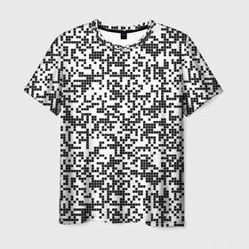 Мужская футболка 3D с принтом Пиксельный Узор в Белгороде, 100% полиэфир | прямой крой, круглый вырез горловины, длина до линии бедер | blackwhite | pixels | пиксели | узор | чернобелый