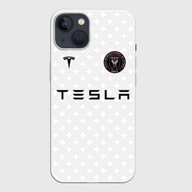 Чехол для iPhone 13 с принтом INTER MIAMI FC TESLA KIT в Белгороде,  |  | Тематика изображения на принте: championship | fc | football | footer | inter miami | soccer | socker | sport | европейская лига | майами | одежда | спорт | спортивный | униформа | футбол | футбольный клуб | чемпионат