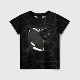 Детская футболка 3D с принтом Косатки в Белгороде, 100% гипоаллергенный полиэфир | прямой крой, круглый вырез горловины, длина до линии бедер, чуть спущенное плечо, ткань немного тянется | Тематика изображения на принте: whale | кит | косатка | косатки | морские